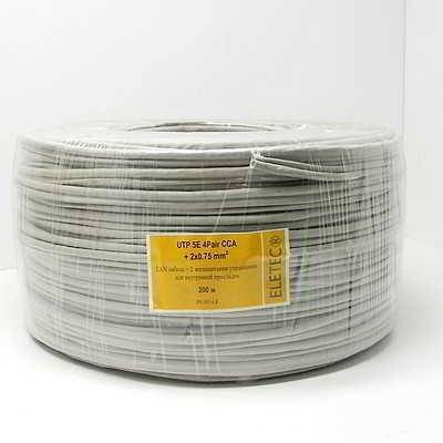 UTP 5E 4x2x0.5 + 2x0.75 эконом (ELETEC) - внутренний кабель с питанием (серый)